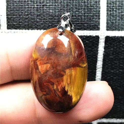 Pendentif Pietersite En Pierre Naturelle Pour Femme Et Homme, Bijou En Argent De Style Bohème, Perle En Forme De Goutte D'eau, Disponible En Jaune Et En Rouge, Dimensions 26x17x7mm, Aaaaa