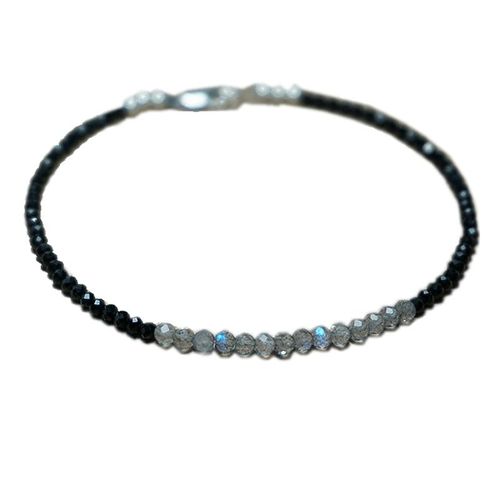 Bijoux Lys Labradorite 2 3mm, Spinelle Noire, Bracelet En Argent Sterling 925, Mode 7 '' 8'', Joli Cadeau Pour Femmes Ou Hommes