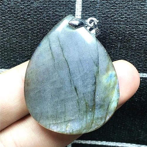 Collier Avec Pendentif En Labradorite Naturelle Jaune Et Bleu Pour Homme Et Femme, Perles En Argent, Cristal, Pierre De Lune, 39x31x6mm, Aaaaa
