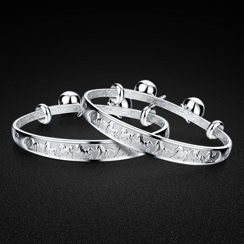 Bracelet En Argent Sterling 925 De Style Chinois, En Argent Massif, Pour Bébés De 0 À 6 Ans, Avec Bénédiction Bracelet À Breloque En Argent