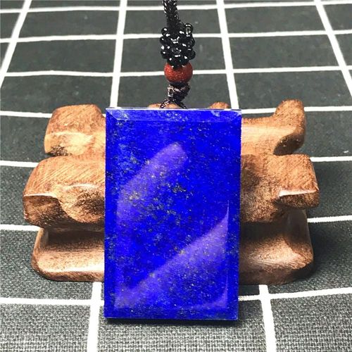 Collier En Lapis Lazuli Bleu Naturel, Pendentif, Bijoux Pour Femmes Et Hommes, Rectangle, Cristal 37x23x9mm, Chaîne En Corde Reiki Aaaaa