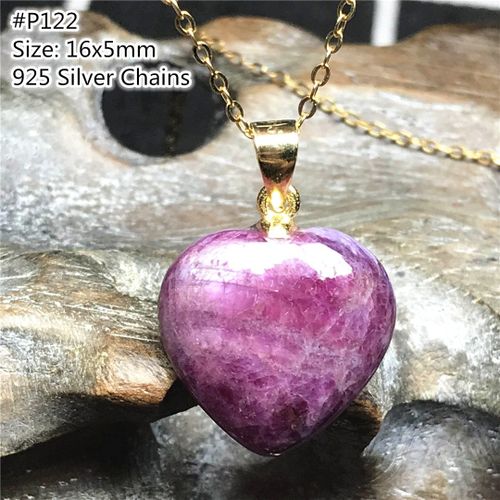 Collier Pendentif En Forme De C¿Ur Naturel Pour Femme, En Argent 925, Perles De Guérison, Pierre, Rubis, Zoisite, Bijou, Aaaaa