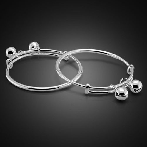Bijoux Simples En Argent 100% Pour Enfants, À La Mode, Solide Argent 925, Taille Ajustable, Jolies Cloches, Bracelet Pour Bébé, Cadeau