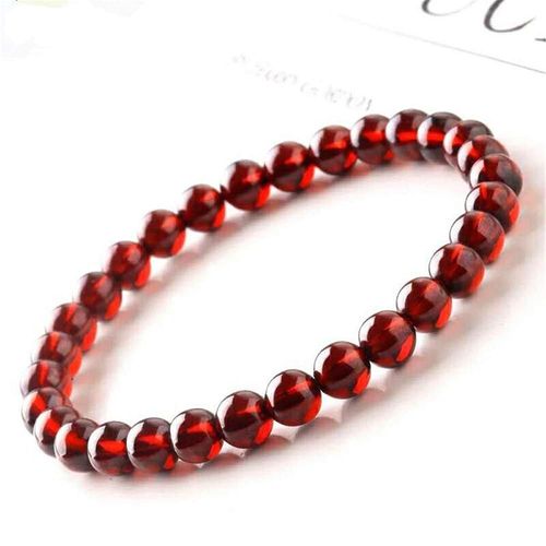 Bracelet En Grenat Rouge Vin Naturel Pour Femmes Et Hommes, Cadeau De Guérison, Perles Rondes En Pierre Reiki, Bijoux En Pierres Précieuses, Aaaaa 6mm 7mm