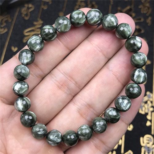 Bracelet Seraphinite Verte Naturelle Pour Hommes Et Femmes, Bijoux De 8mm, Perles Rondes En Cristal Extensible, Brins De Pierres Précieuses Aaaaa