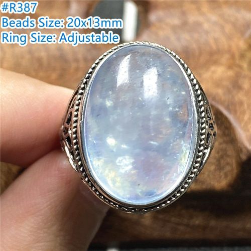 Bague En Aigue Marine Bleu Océan Naturel Pour Homme, Bijoux De 20x13mm, Porte Bonheur, Perles En Cristal, Argent, Taille Réglable, Aaaaa