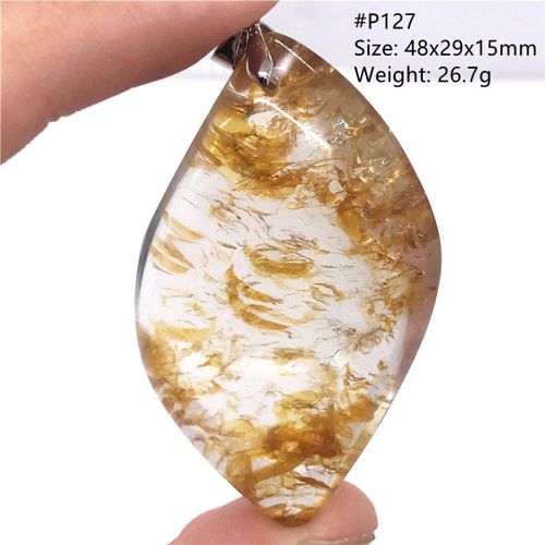 Pendentif Quartz Fantôme En Pierre Précieuse Pour Homme Et Femme, Pierre Précieuse Rare, Rouge, Jaune, Limonite, Feuille D'arbre, Cristal Clair, Argent, Aaaaa