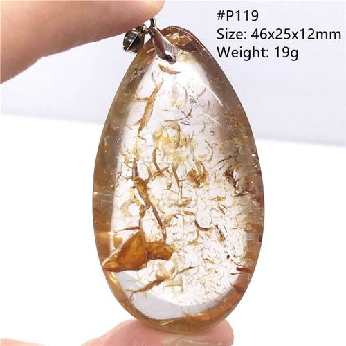Pendentif À Quartz Fantôme En Limonite Jaune Naturelle Pour Homme Et Femme, Pierres Précieuses Claires, Cristal Argenté, 46x25x12mm, Aaaaa