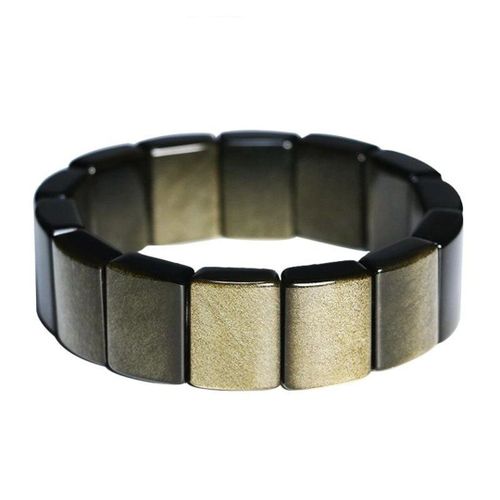 Bracelet En Obsidienne Or Naturel Pour Femmes Et Hommes, Bijoux, 20x15mm, Cadeau De Guérison, Amour, Pierre De Cristal, Rectangle, Perles Extensibles Aaaaa