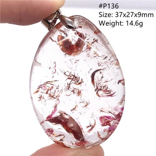 Pendentif Fantôme En Limonite Rouge Naturelle, Pour Femmes Et Hommes, Cadeau D'amour, Cristal Argent 37x27x9mm, Perles Quartz Clair, Pierre Précieuse Aaaaa