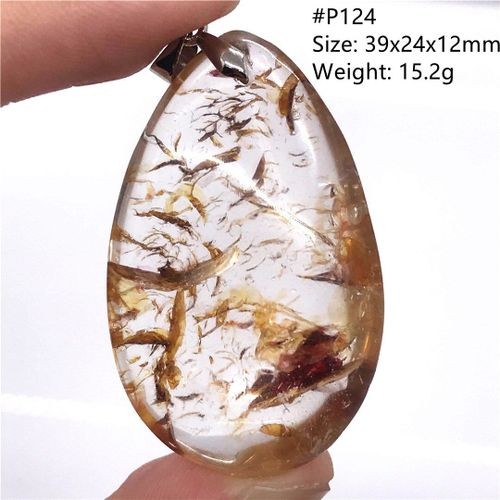 Pendentif À Quartz Fantôme En Limonite Jaune Naturelle, Pour Femmes Et Hommes, Cadeau D'amour, Cristal Argent 39x24x12mm, Perles En Pierre Précieuse Transparente Aaaaa
