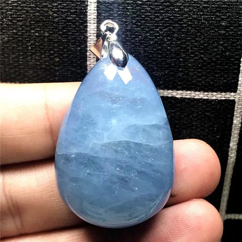 Pendentif En Aigue Marine Bleu Océan Pour Homme Et Femme, Bijoux En Cristal Argenté, Perles De 36x25x13mm, Grande Pierre De Goutte D'eau Claire Aaaaa