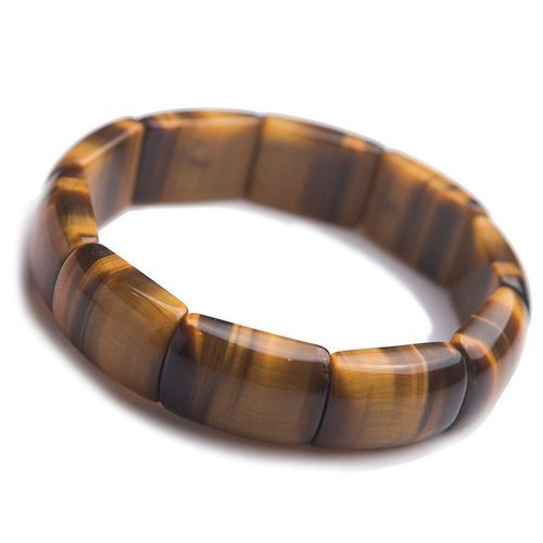 Bracelet ¿Il De Tigre Jaune Véritable Pour Femmes Et Hommes, Bijoux En Cristal Naturel, Perles Rectangulaires Extensibles, Cadeau Porte Bonheur, 23x15mm, Aaaaa