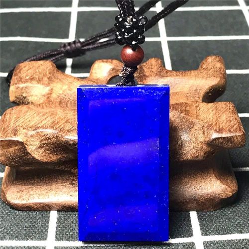 Collier En Lapis Lazuli Bleu Naturel Authentique, Pendentif, Bijoux Pour Femmes Et Hommes, Pierre Rectangulaire, Reiki, 42x25x9mm, Perles, Chaînes, Aaaaa