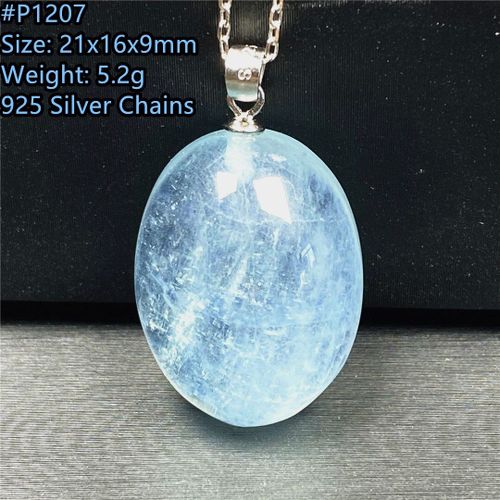 Pendentif En Aigue Marine Bleu Océan Pour Femmes Et Hommes, Perles En Cristal, Pierres Précieuses Reiki, Bijoux En Argent, Cadeau, Aaaaa, 21x16x9mm