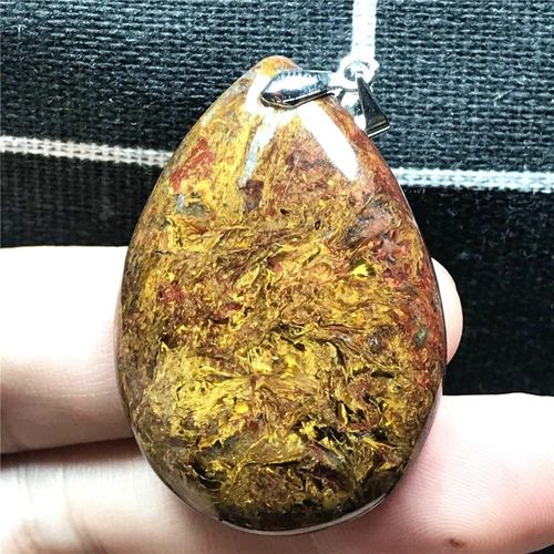 Collier Pendentif Pietersite En Cristal Naturel Jaune Pour Homme Et Femme, Bijou En Argent De La Jamaïque, 40x28x8mm, Goutte D'eau, Pierre Aaaaa