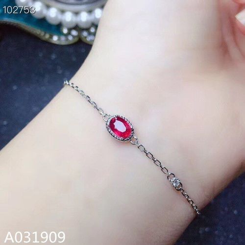 Bracelet En Argent Sterling 925 Incrusté De Rubis Naturel Pour Femme, Bijoux Boutique, Support De Détection, Classique À La Mode