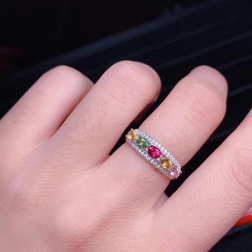 Bague En Argent Sterling 925 Incrustée De Tourmaline Naturelle Pour Femmes, Bijoux De Boutique, Détection De Support, À La Mode