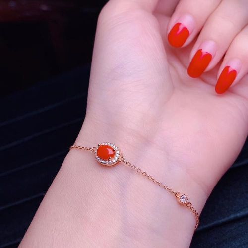 Bracelet En Argent Sterling 925 Incrusté De Corail Rouge Naturel Pour Femmes, Bijoux De Boutique, Noble, Tendance, Support De Détection Populaire