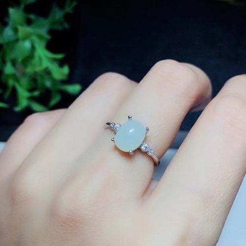 Bague En Argent Sterling 925 Incrustée De Jade Blanc Naturel Hetian, Bijou De Boutique, Support De Détection Populaire
