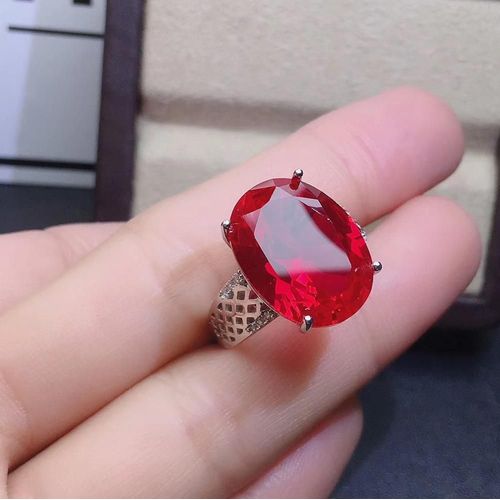 Bague Tendance Et Populaire En Argent Sterling 925 Incrusté De Pierres Précieuses Corindon Rouge, Bijou De Boutique