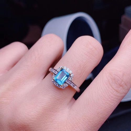 Bague En Topaze Bleue Naturelle Incrustée D'argent Sterling 925, Bijoux Fins Luxueux Pour Femmes, Support De Détection Populaire Exquis