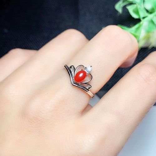 Bague En Argent Sterling 925 Incrustée De Corail Rouge Naturel, Bague Pour Femmes, Détection De Support Populaire