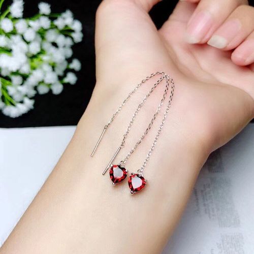 Boucles D'oreilles En Argent Sterling 925 Incrusté De Grenat Naturel Pour Femmes, Bijoux De Boutique, Support De Détection, Tendance