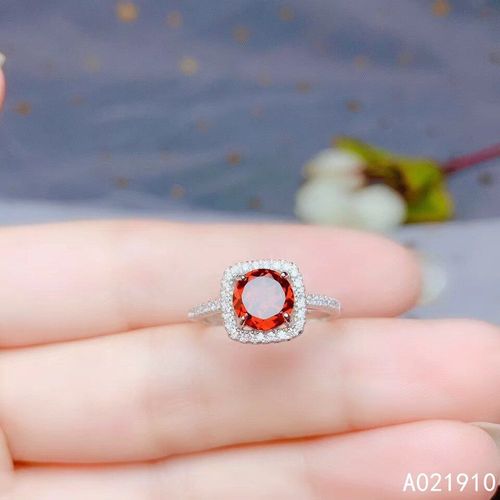 Bague En Argent Sterling 925 Incrustée De Pierres Précieuses Grenat Naturel Pour Femmes, Support De Détection Noble, Bijoux Boutique