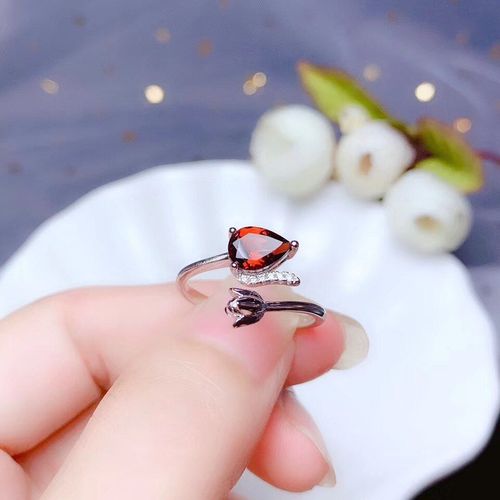 Bague En Argent Sterling 925 Incrustée De Grenat Naturel Pour Femmes, Bijoux De Boutique, Support De Détection De Pierres Précieuses, Tendance