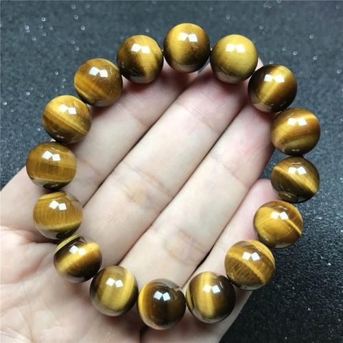 Bracelet ¿Il De Tigre Jaune Naturel Pour Femme Et Homme, Perles Rondes En Pierre De Cristal, Cadeau De Richesse, Bijoux En Brins De Pierres Précieuses, 12mm, Aaaaa