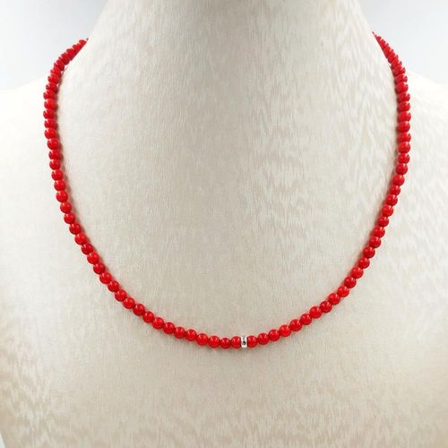 Bijoux Corail Rouge En Argent Sterling 925, Collier De Protection Amulette Pour Couple 40 + 4cm, Cadeau Pour Femmes Ou Hommes, Livraison Directe