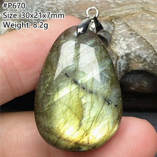 Pendentif En Labradorite Naturelle Jaune Clair, Bijoux Pour Femmes Et Hommes, Cadeau D'amour De Guérison, Cristal 30x21x7mm, Perles En Argent, Pierre Aaaaa