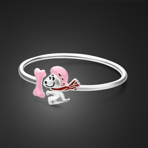 Bijoux En Argent Massif Pour Enfants, Cadeau Bracelet Chien Rose Mignon Avec N¿Ud, 100% Argent Sterling 999. Convient Aux Petites Filles De 0 À 10 Ans