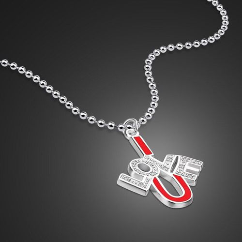 Collier D'amour Romantique À La Mode Pour La Saint Valentin. Longue Chaîne De Perles En Argent Sterling 925 Pour Femmes, Pendentif Rouge, Breloque, Bijoux