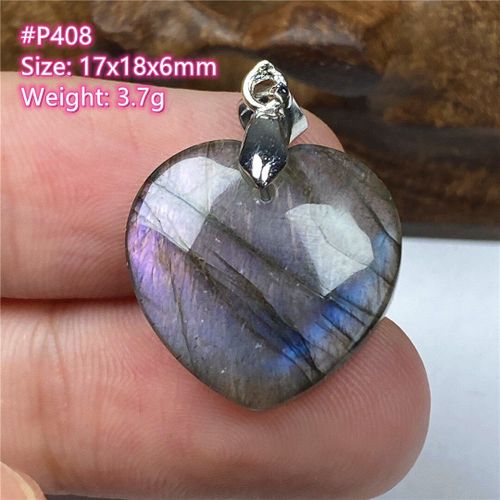 Pendentif C¿Ur Labradorite Pour Homme Et Femme, Bijoux En Cristal Naturel, Perles De Guérison, Pierre Porte Bonheur, Violet, Clair, Pierre De Lune, Argent Aaaaa