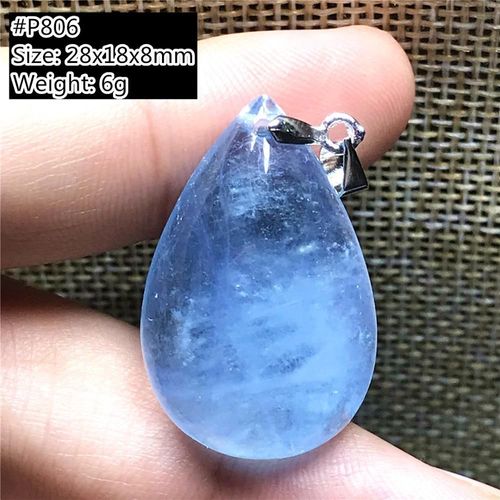 Pendentif Aigue Marine Bleu Océan Naturel, Bijoux Pour Femmes Et Hommes, Cadeau De Guérison, Perles En Pierre De Cristal, Argent Reiki, Pierre Précieuse Aaaaa