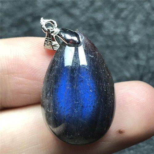 Pendentif En Labradorite Naturelle Pour Homme Et Femme, Perles En Pierre De Lune, Cristal De Lumière Bleue, Argent, À La Mode, 24x16x8mm, Aaaaa