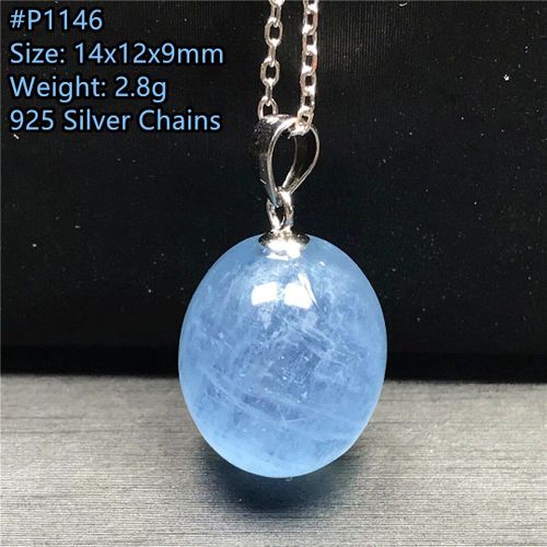 Collier Pendentif Aigue Marine Bleu Océan Naturel, Bijoux Pour Femmes Et Hommes, Cadeau D'amour De Guérison, Perles En Cristal, Chaînes En Argent 925 Aaaaa