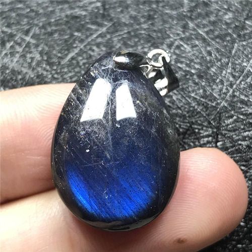 Pendentif En Labradorite Naturelle Pour Homme Et Femme, Cristal De Lumière Bleue, Perles En Pierre De Lune, Argent, À La Mode, 25x17x7mm, Aaaaa