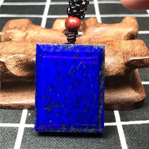 Collier En Lapis Lazuli Bleu Royal Naturel Pour Hommes Et Femmes, Pendentif En Pierre Rectangulaire 35x27mm, Perles À Corde Réglable Aaaaa