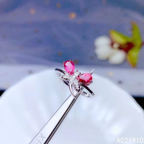 Bague En Pierre De Tourmaline Rose Naturelle Incrustée En Argent Sterling 925, Bijou De Boutique, Classique, Détection De Support Féminin
