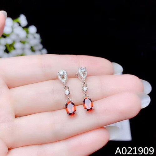 Boucles D'oreilles En Argent Sterling 925 Incrustées De Grenat Naturel Pour Femmes, Bijoux De Boutique, Détection De Support, Tendance
