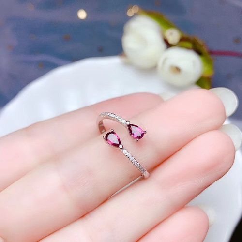 Bague En Argent Sterling 925 Incrustée De Pierres Précieuses Grenat Naturel Pour Femmes, Bijoux Boutique, Support De Détection, À La Mode