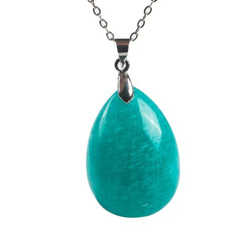 Pendentif En Forme De Goutte D'eau D'amazonite Verte Naturelle Pour Femme, Excellente Pierre Précieuse De Guérison, En Cristal, Idéal Comme Cadeau, 28x19x8mm, Aaaaa