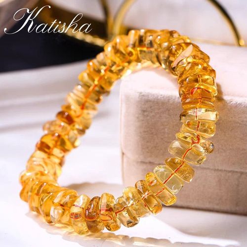 Bracelet En Quartz Citrine Jaune Naturel, Perles À Facettes Claires, Cristal Extensible, Pour Femmes Et Hommes, Pierre De Richesse Aaaaa