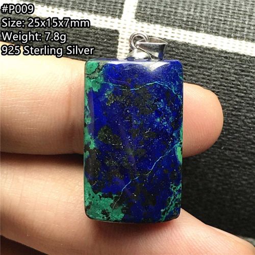 Pendentif Naturel En Azulite Malachite Lapis Lazuli Pour Homme Et Femme, Perles De 25x15x7mm, Cristal Vert Bleu, Pierre Argent 925, Aaaaa