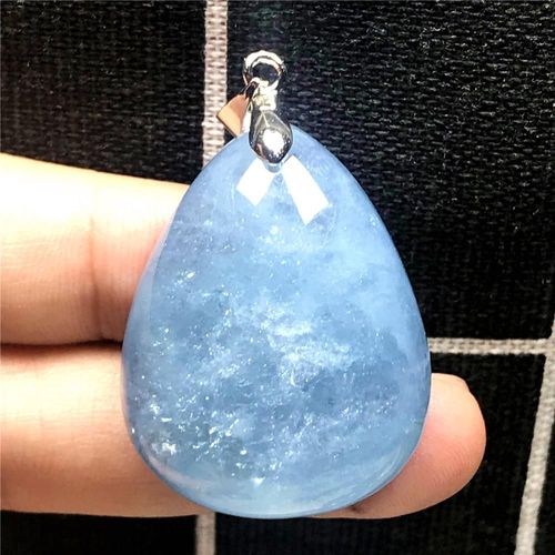 Pendentif En Aigue Marine Bleu Océan Pour Homme Et Femme, Bijoux En Cristal Argenté, Perles De 34x27x12mm, Grande Pierre De Goutte D'eau Claire Aaaaa