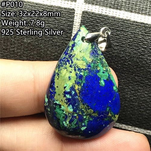 Pendentif Naturel En Azulite Malachite Lapis Lazuli, Bijoux Pour Hommes Et Femmes, Perles De 32x22x8mm, Cristal Vert Bleu, Pierre Argent 925, Aaaaa