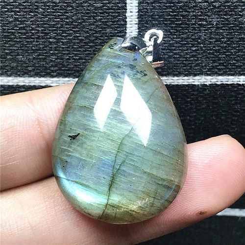 Collier Avec Pendentif En Labradorite Naturelle Jaune Et Bleu Pour Homme Et Femme, Perles En Argent, Cristal, Pierre De Lune, 32x23x8mm, Aaaaa